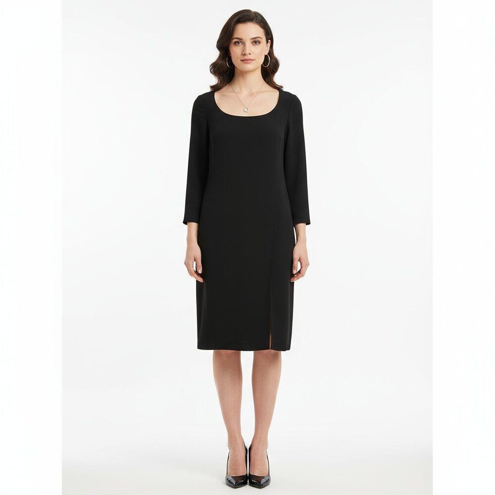 Emanuel Ungaro Black Front Drape Long Sleeve Dress 8